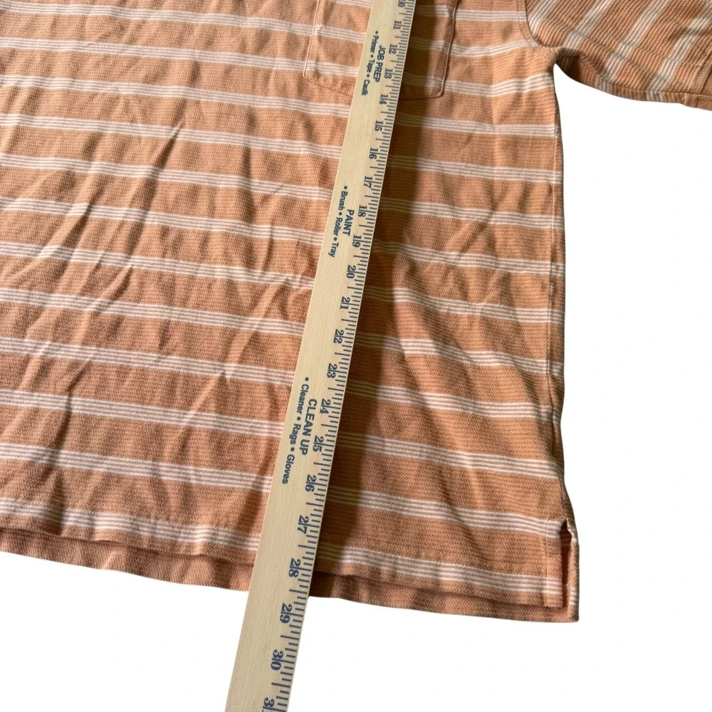 St Johns Bay Mens Large Orange Striped Short Sleeve L Cotton‎ Polo Shirt Pocket